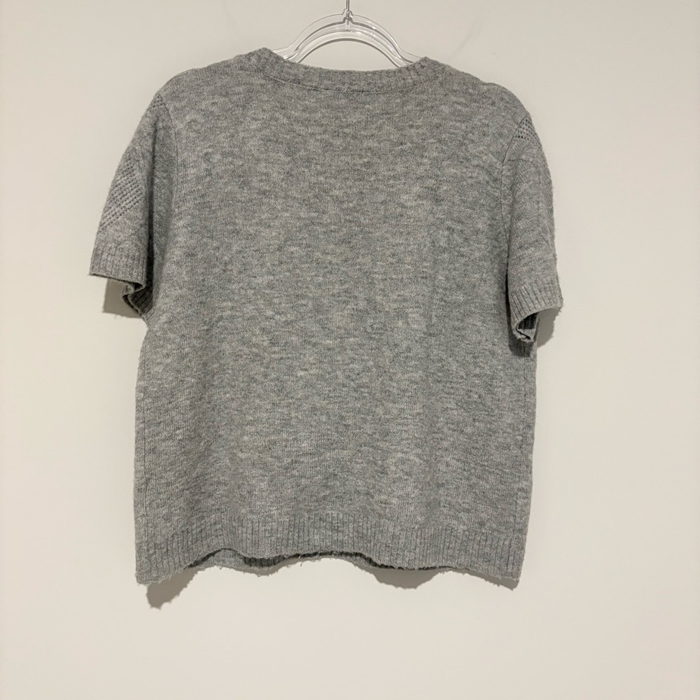 Cece argyle embellished short sleeve sweater grey size‎ Large - Picture 2 of 5